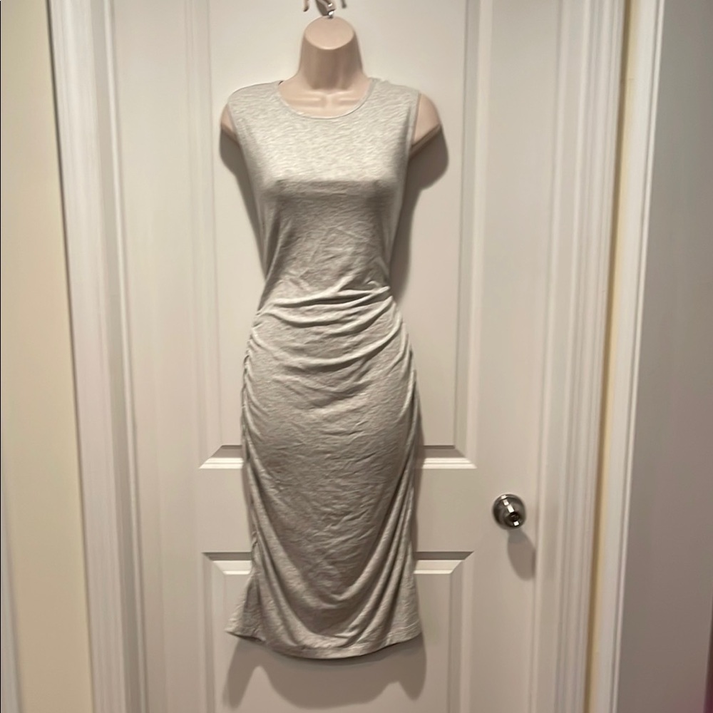 NWT Ann Taylor grey Jersey  Ruched Midi Dress Sz Large
